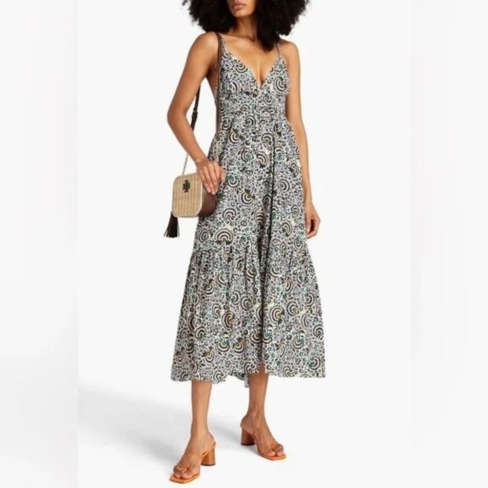 A.L.C. Rhodes Paisley Print Cutout Cotton Maxi Dress 4